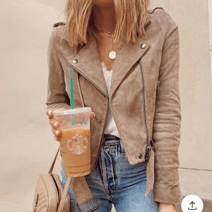 Blank NYC Suede Moto Jacket - Sand